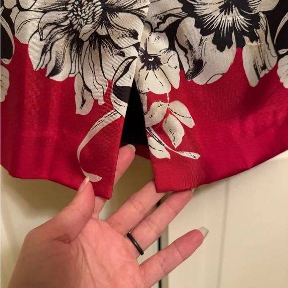 White House Black Market Strapless Red and Black Floral Dress - Picture 4 of 6